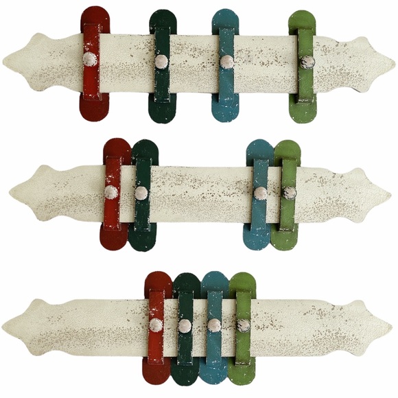 Bazaar Concepts Moroccan Inspired COLORFUL BELT & LATCHES WOOD WALL Hooks - Picture 1 of 9